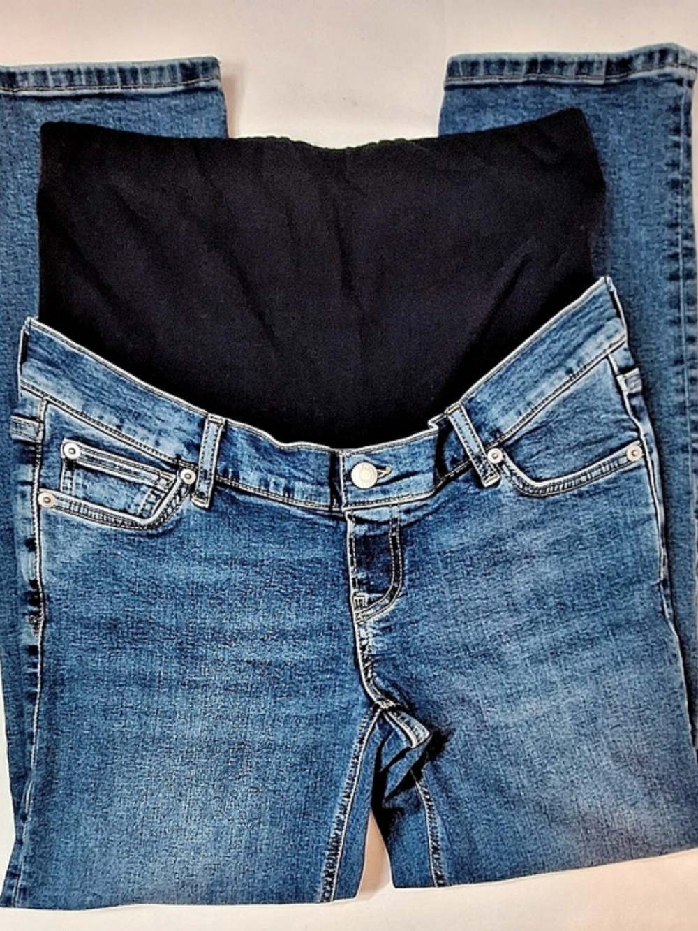 Gap Maternity True Waistband Full Panel Cheeky Straight Jeans Med Wash 27 4L